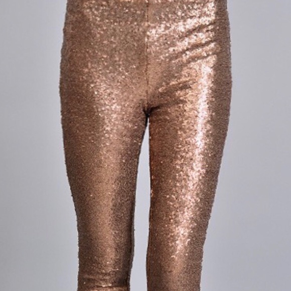 Bronze Gold Sequined Leggings - Picture 6 of 8